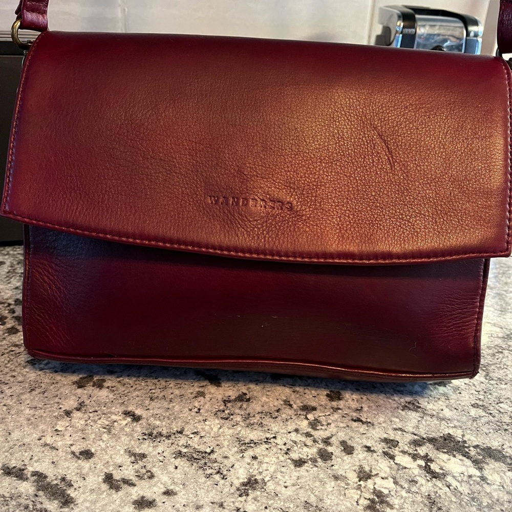 Wanderers Travel Co. Red Burgundy Leather Cross Body Bag